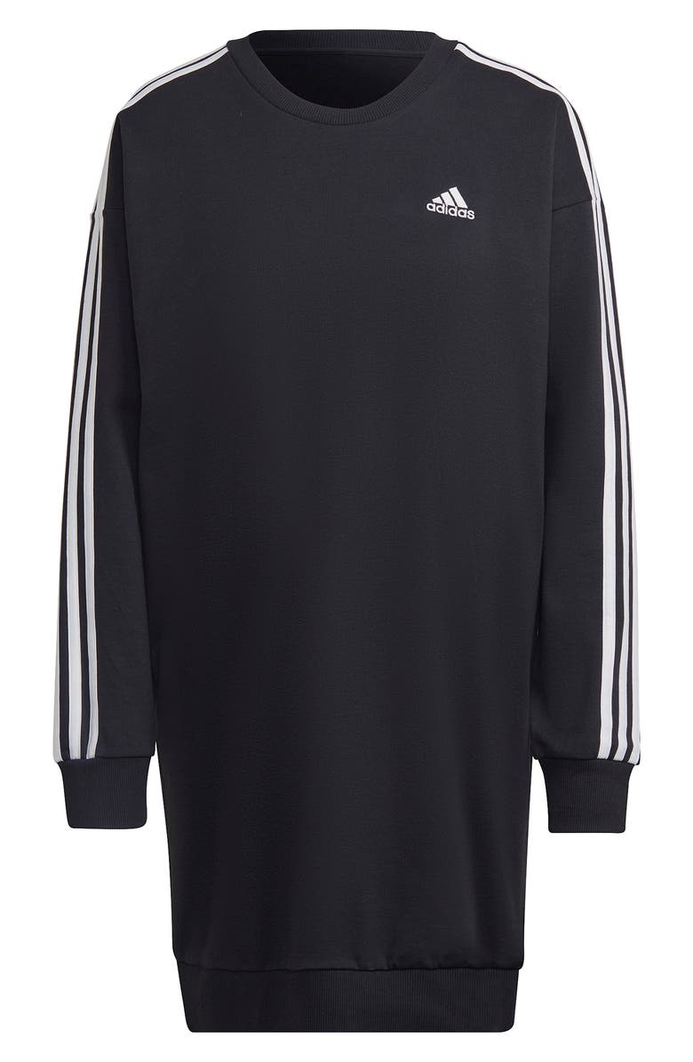 adidas Essentials 3-Stripes Sweatshirt Dress, Alternate, color, 