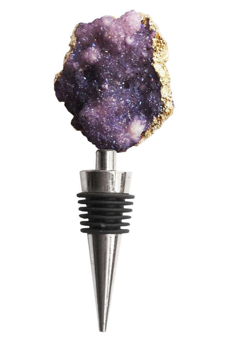 Agate Wine Stopper, Main, color, PURPLE