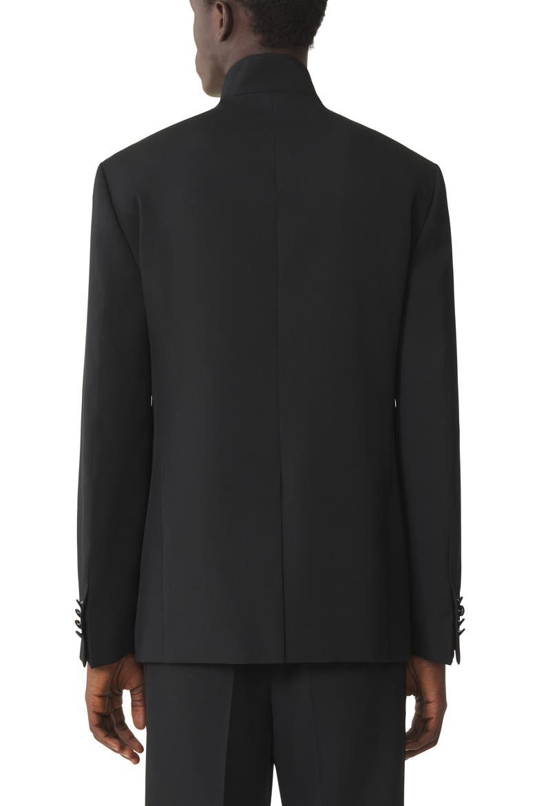 Black Wool Jacket With Stand-Up Collar, Alternate, color, Black