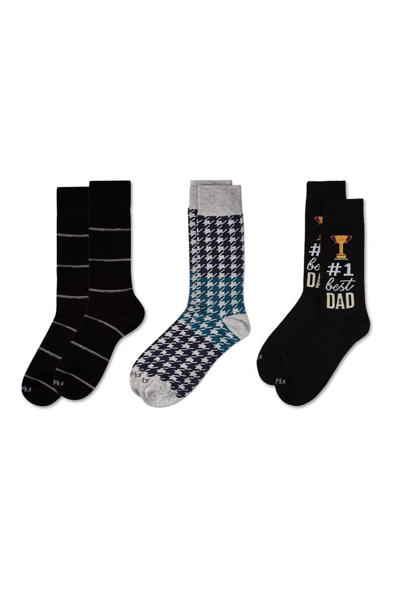 Best Dad Assorted 3-Pack Dress Socks, Alternate, color, GRAY-BLACK