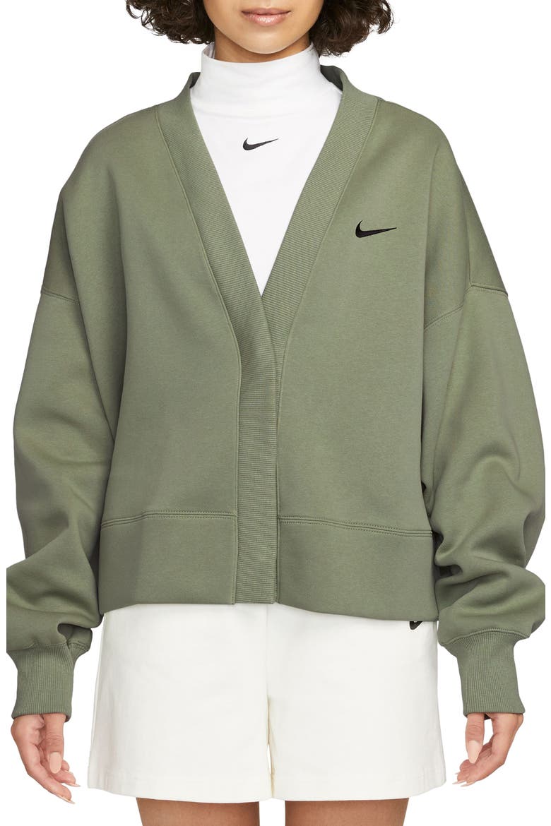 Sportswear Phoenix Fleece Oversize Cardigan, Main, color, OIL GREEN/ BLACK