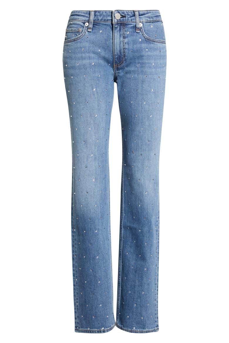 Harlow Crystal Low Rise Slim Straight Jeans, Main, color, MILL JEWEL
