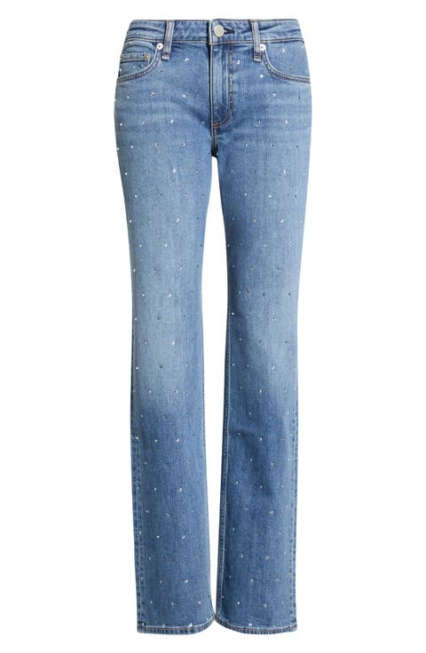 Harlow Crystal Low Rise Slim Straight Jeans
