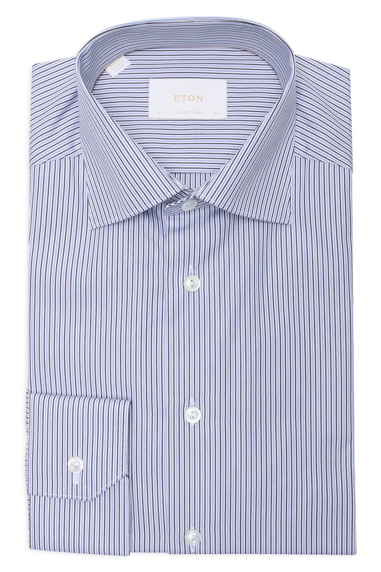 Contemporary Fit Striped Supima® Cotton Dress Shirt, Alternate, color, DARK BLUE