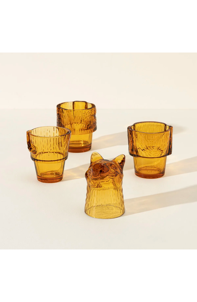 Uncommon Goods Amber Cat Stacking Glass Set by DOIY, Alternate, color,