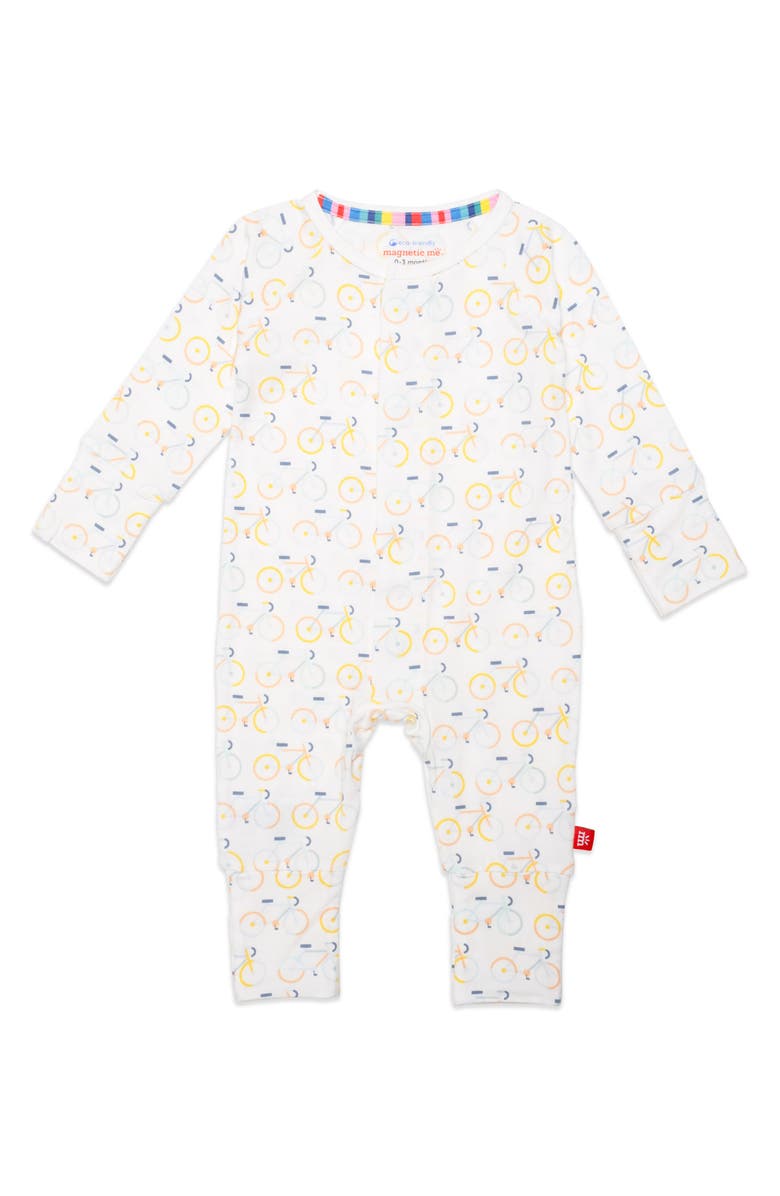 Magnetic Me Bicycle Print Convertible Footie, Main, color, 