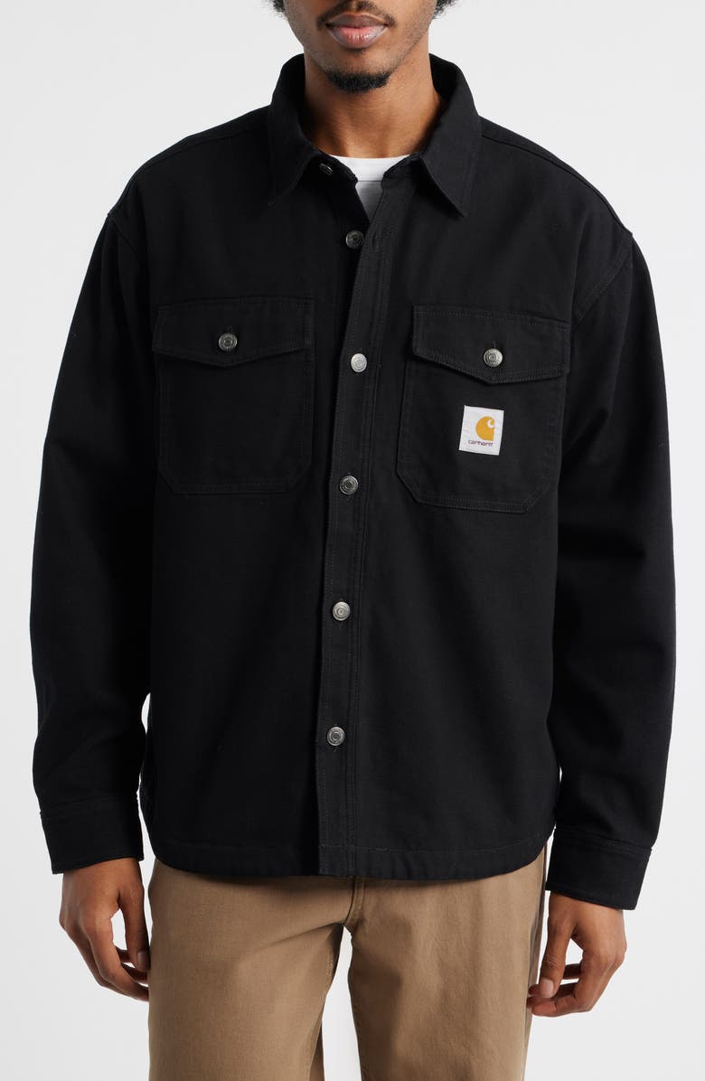 Carhartt Work In Progress Selby Cotton Canvas Button-Up Shirt Jacket, Alternate, color, Black
