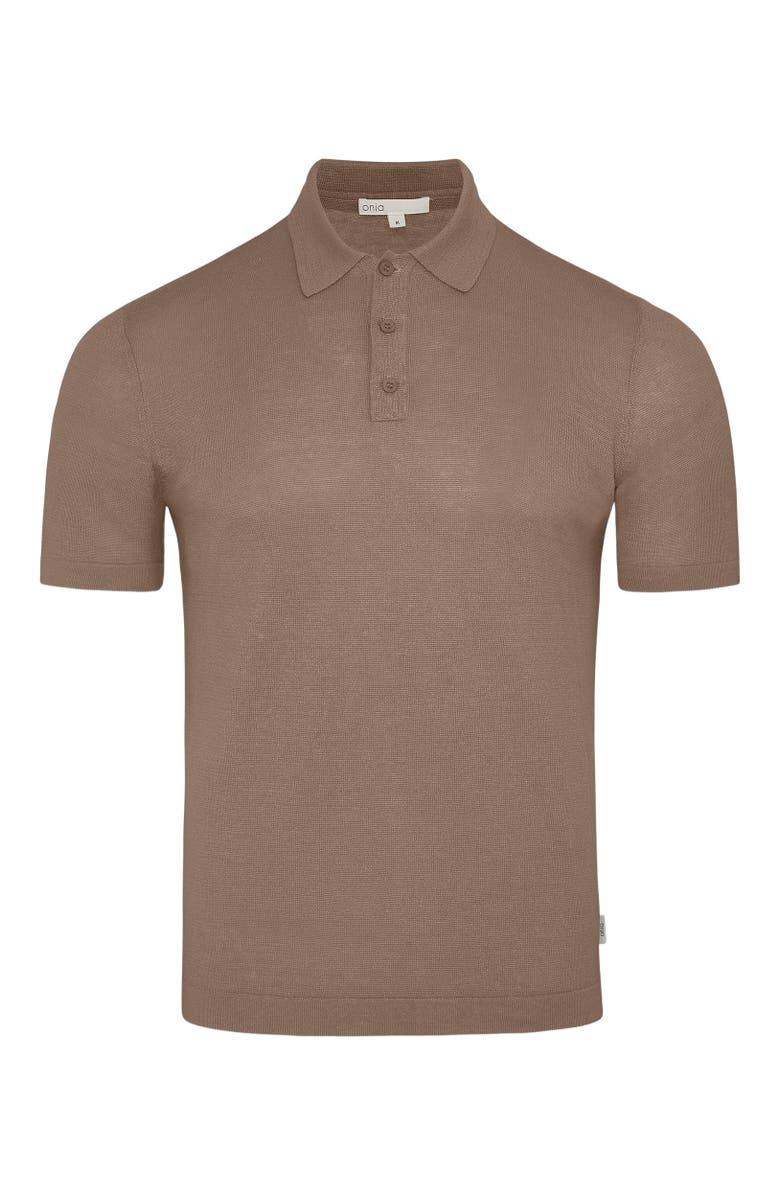 Onia Linen Sweater Short Sleeve Polo, Alternate, color, Woodsmoke