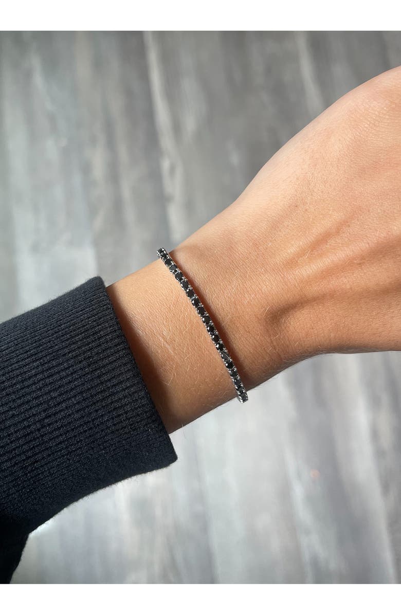 HauteCarat Lab Created Black Diamond Tennis Bracelet, Alternate, color, 18K White Gold