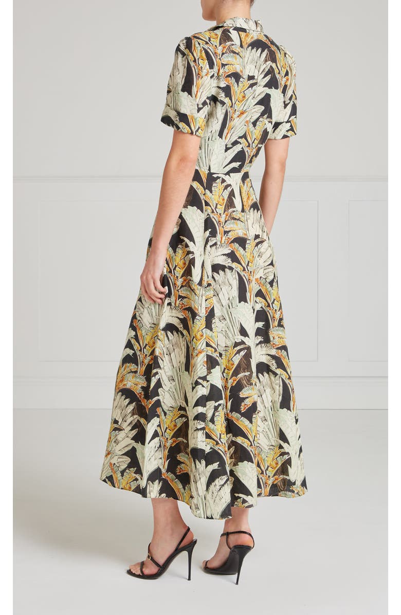 Temperley London Baxter Linen Sleeved Dress, Alternate, color, Black & Khaki