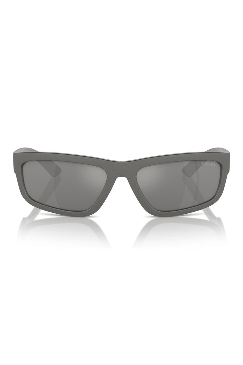 59mm Rectangular Sunglasses, Main, color, GREY SILVER