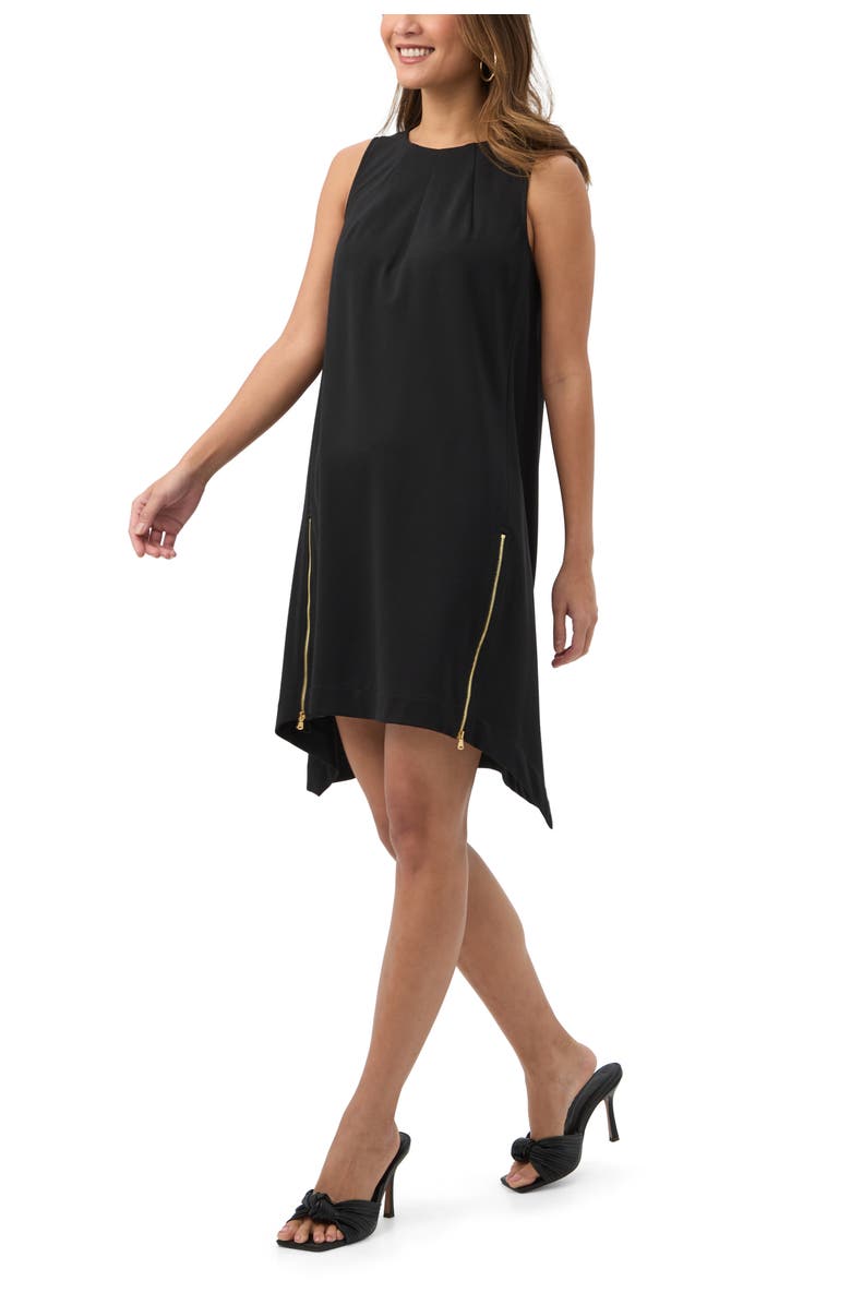 Trina Turk Vantis Asymmetrical Hem Ponte Dress, Alternate, color, Black