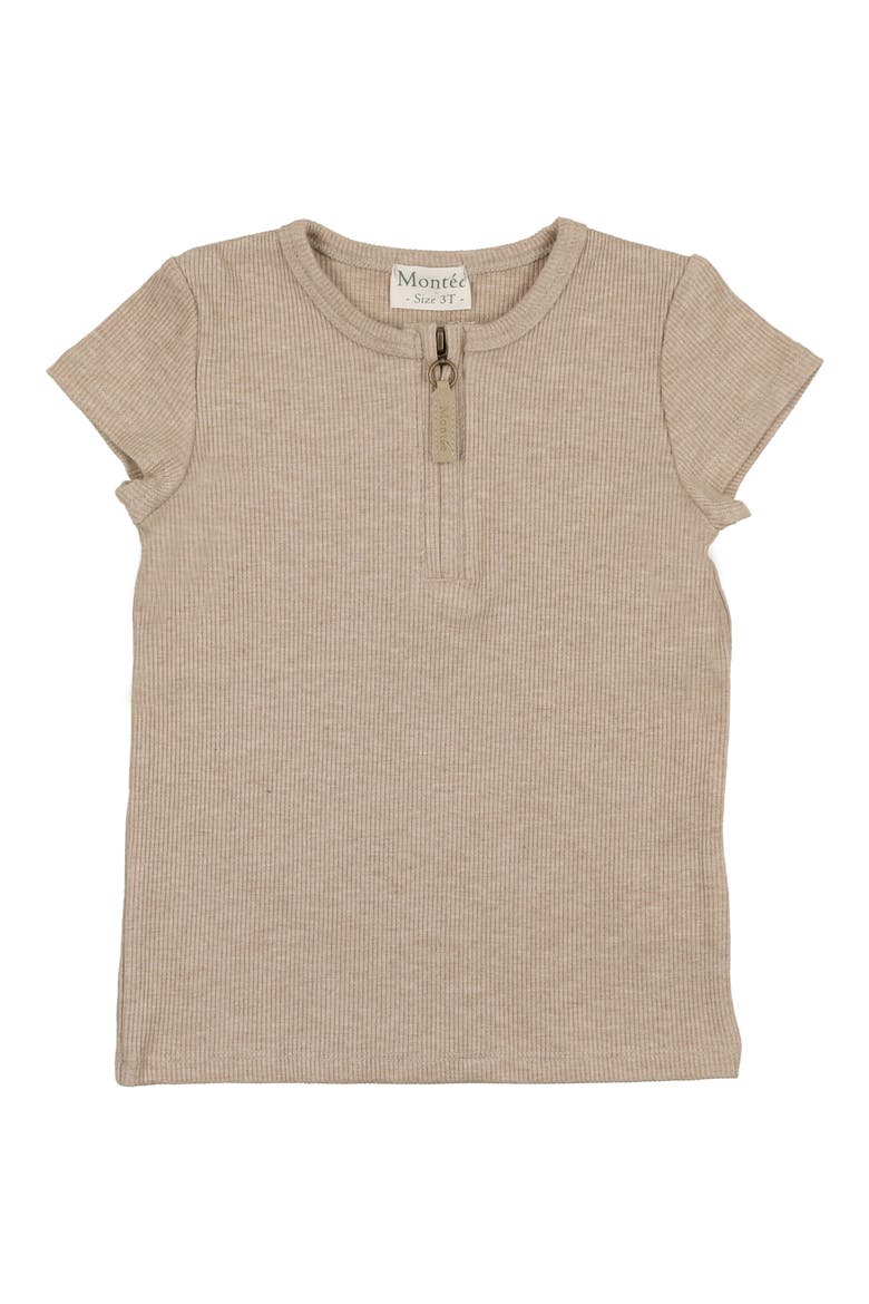 Kids' Half Zip Short Sleeve Top, Main, color, SAND