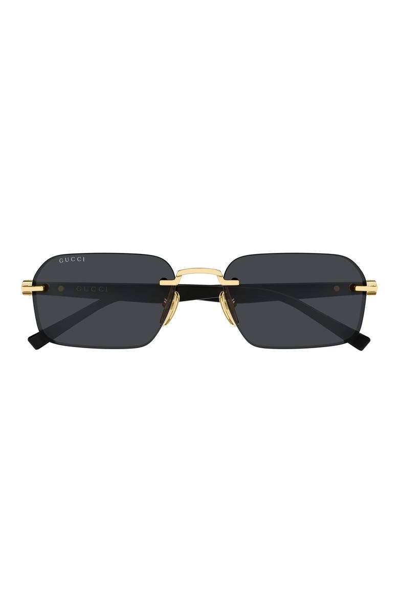 55mm Gradient Rectangular Sunglasses, Main, color, GOLD/ BLACK