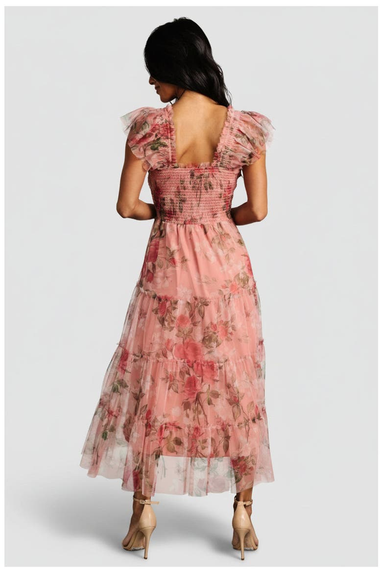 Clementine Tulle Midi Dress, Alternate, color, Pink Rose Floral