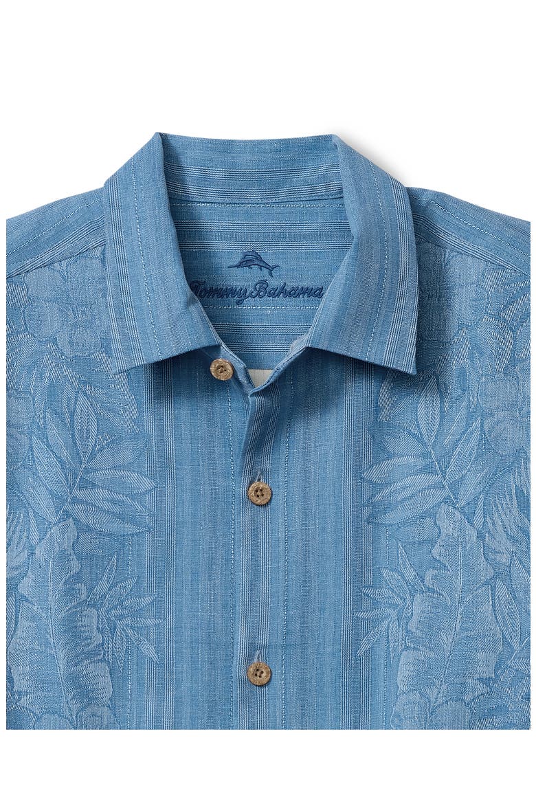 Maui Border Silk Short Sleeve Button-Up Shirt, Alternate, color, BUCCANEER BLUE