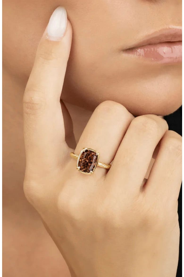 Sterling Silver Mini Chocolate Cubic Zirconia Ring, Alternate, color, CHOCOLATE/ GOLD