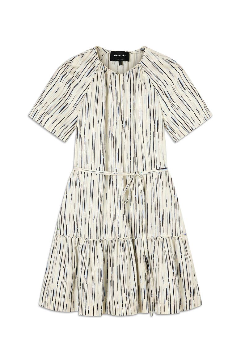 Abstract Stripe Short Dress, Alternate, color, Ivory/Multi
