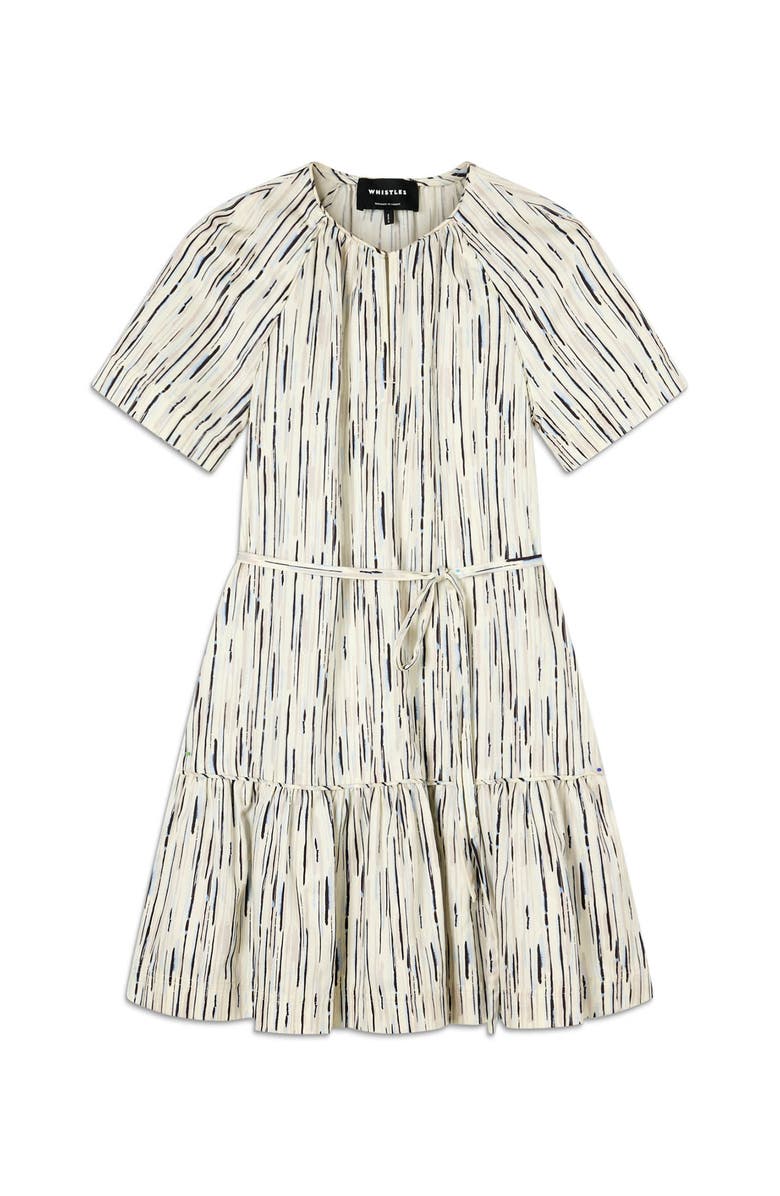 Whistles Abstract Stripe Short Dress, Alternate, color, Ivory/Multi