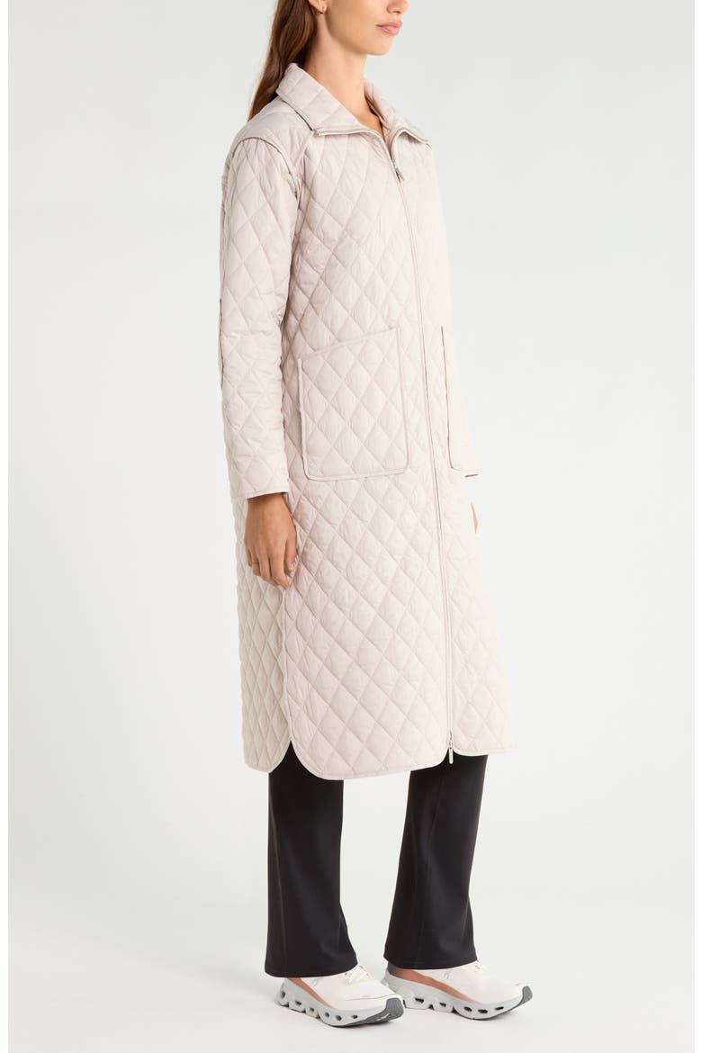 Diamond Quilted Longline Jacket, Alternate, color, GREY PEBBLE