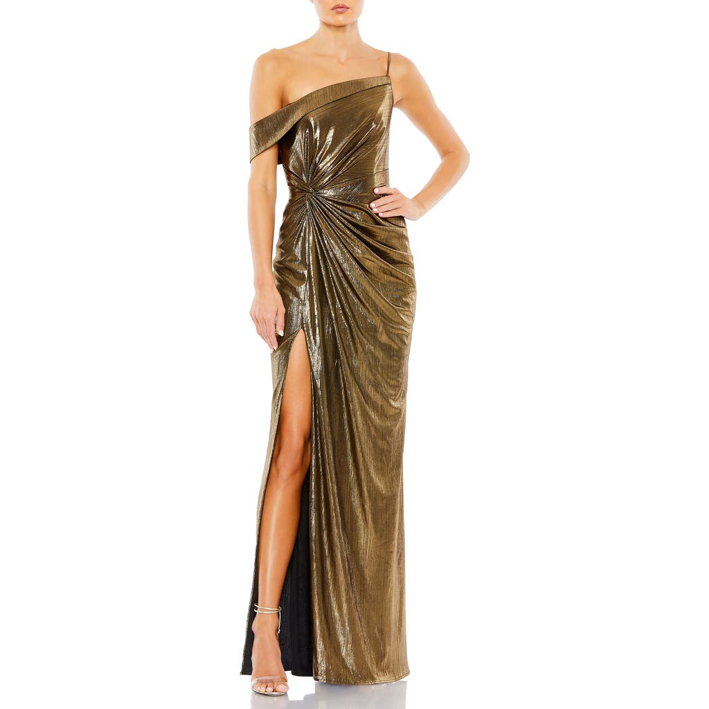 Mac Duggal 26728 Prom Long Formal Metallic Dress In Brown