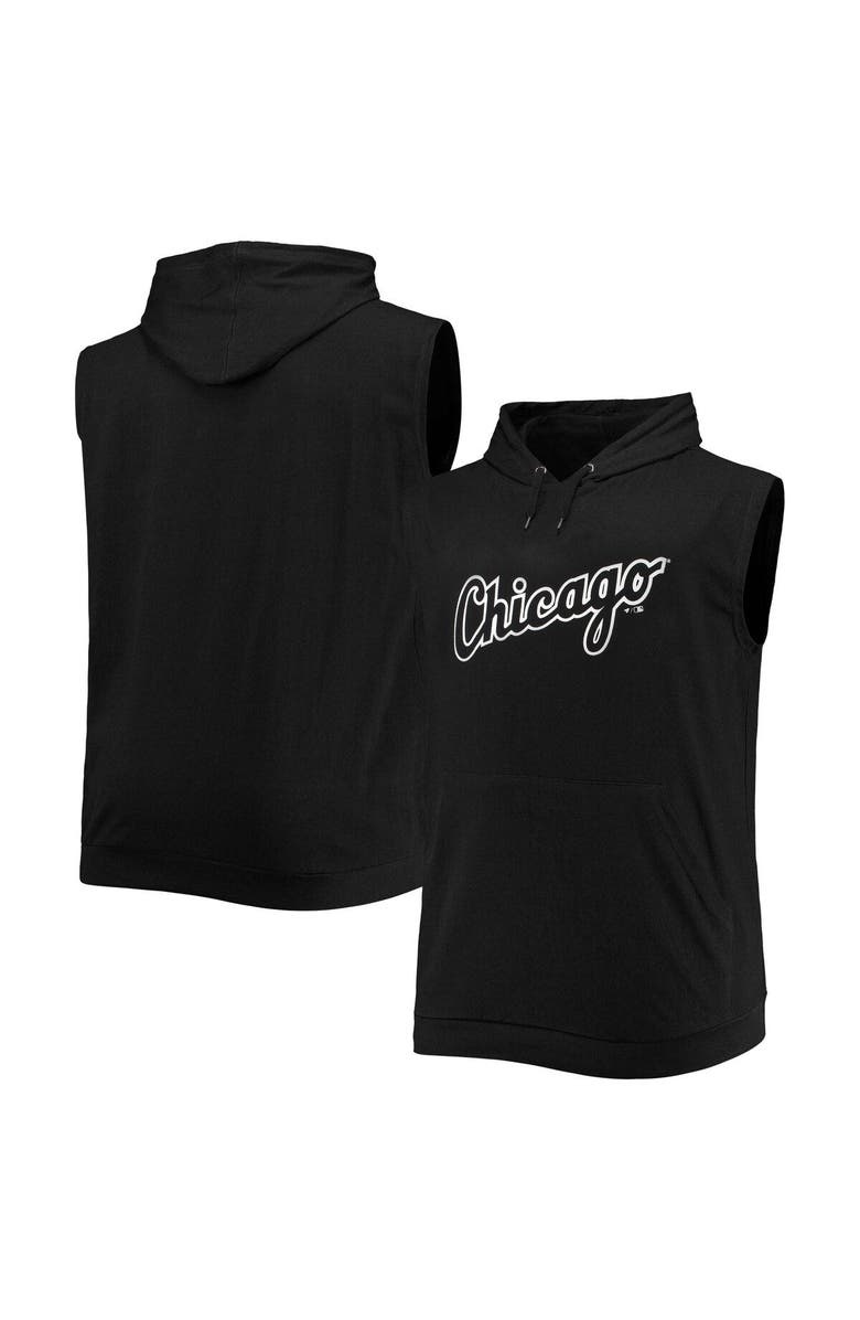 PROFILE Men's Black Chicago White Sox Jersey Muscle Sleeveless Pullover Hoodie, Main, color,