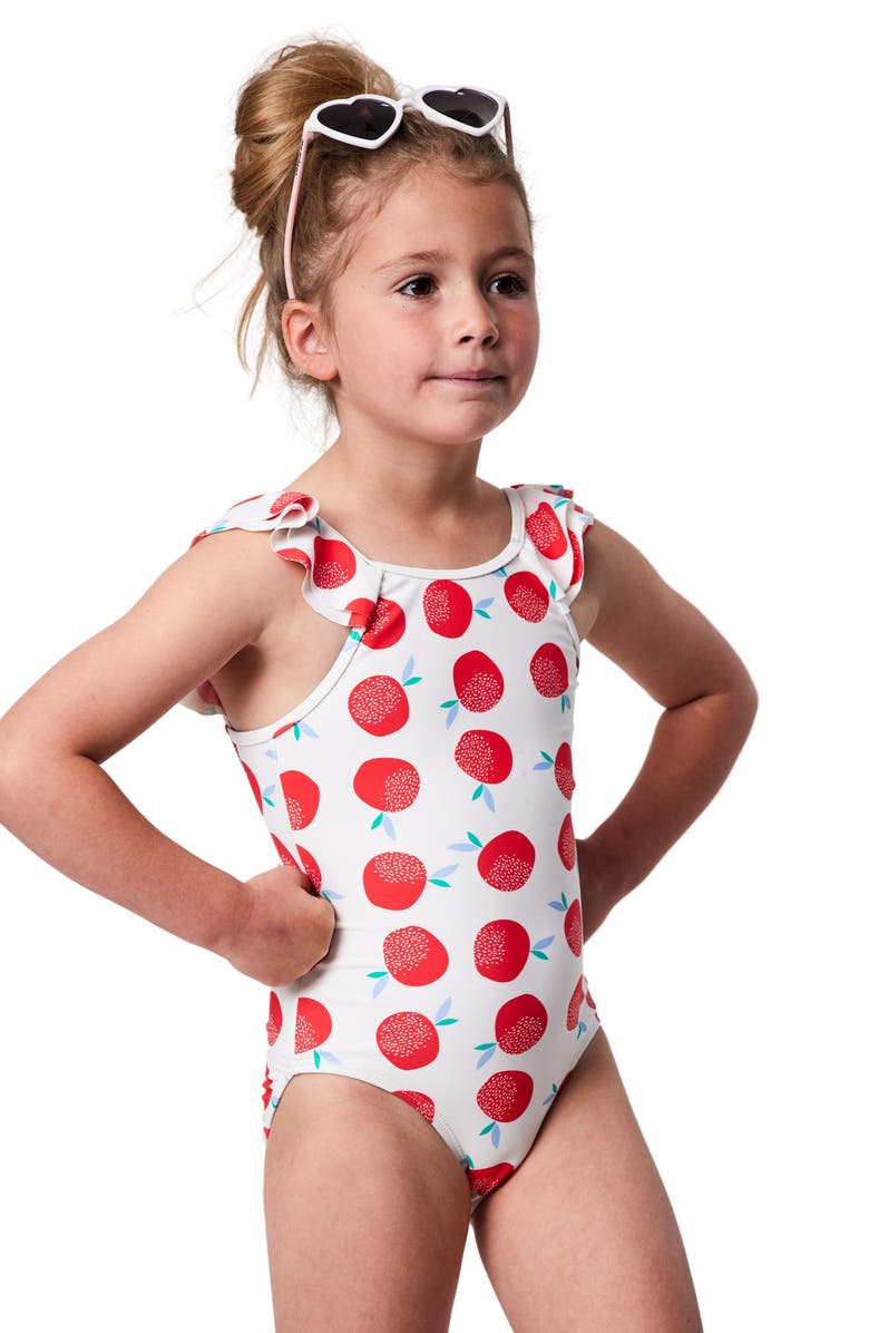 Snapper Rock Kids' Juicy Fruit Flutter One-Piece Swimsuit, Alternate, color, 