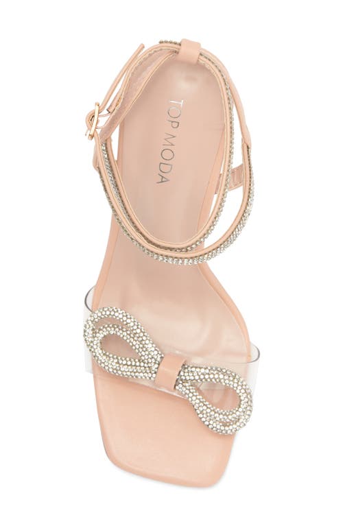Top Guy Shoes Nile Rhinestone Sandal In Beige Clear