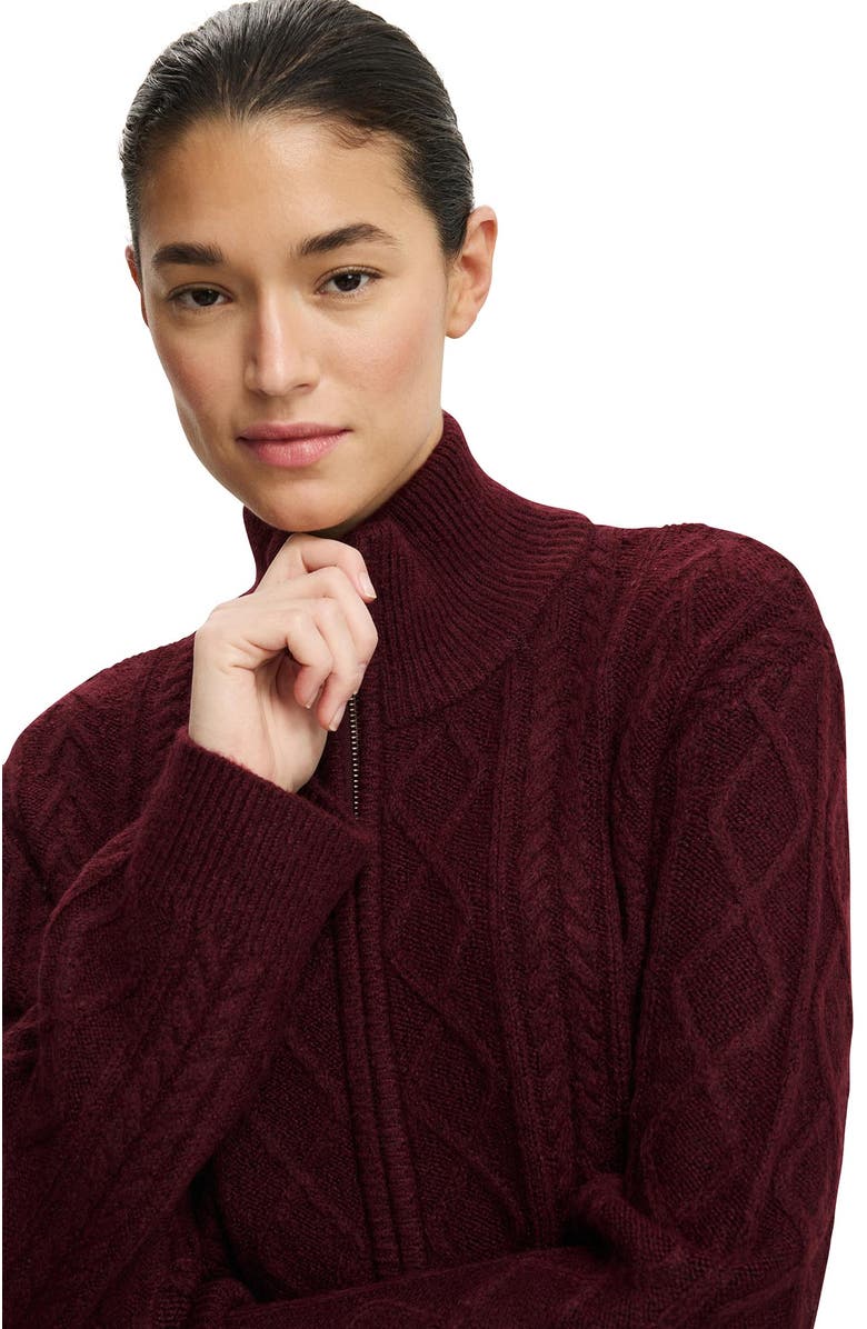Cotton On Women's Cable Knit Bomber, Alternate, color, Cherrywood