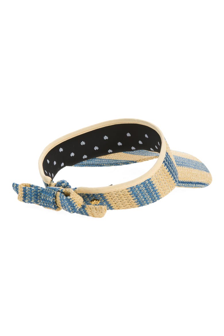 Stripe Raffia Visor, Alternate, color, TURQUOISE LAPIS