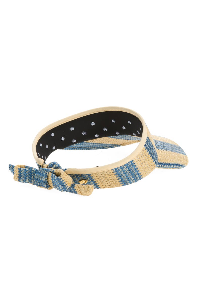 Lele Sadoughi Stripe Raffia Visor, Alternate, color, Turquoise Lapis