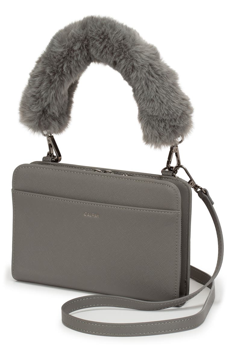 Faux Leather RFID Travel Wallet, Main, color, CHARCOAL