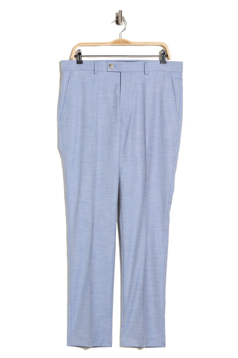 Sharkskin Flat Front Dress Pants, Main, color, LIGHT BLUE