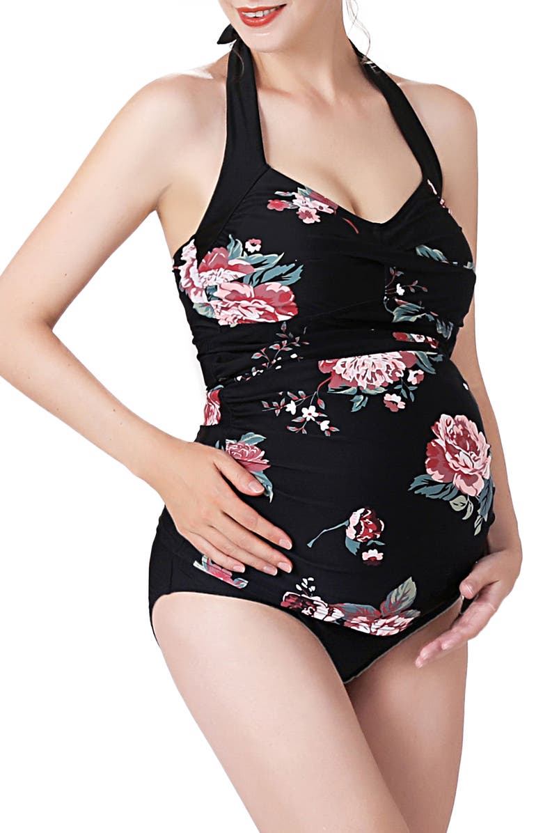 Kimi and Kai Arely Floral Print Two-Piece Maternity Swimsuit, Alternate, color, 