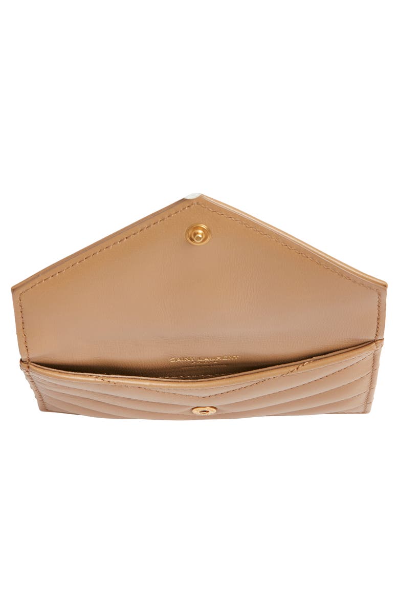 Saint Laurent Cassandre Envelope Flap Card Case, Alternate, color, Natural Tan