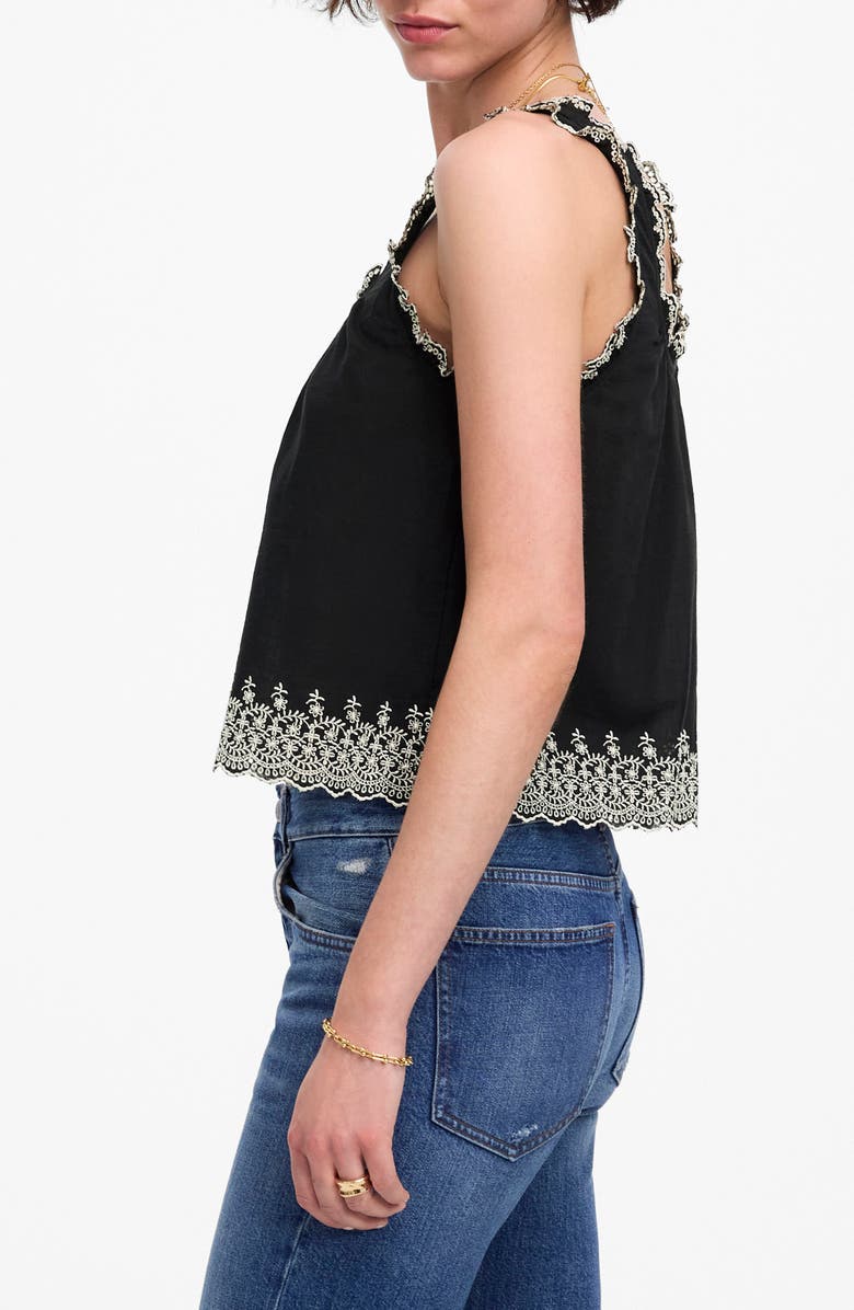 Madewell Embroidered Scalloped Tank, Alternate, color, Jet Black