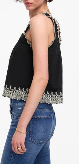 Embroidered Scalloped Tank