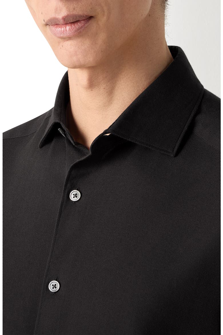 Cashco Cashmere & Cotton Button-Up Shirt, Alternate, color, BLACK
