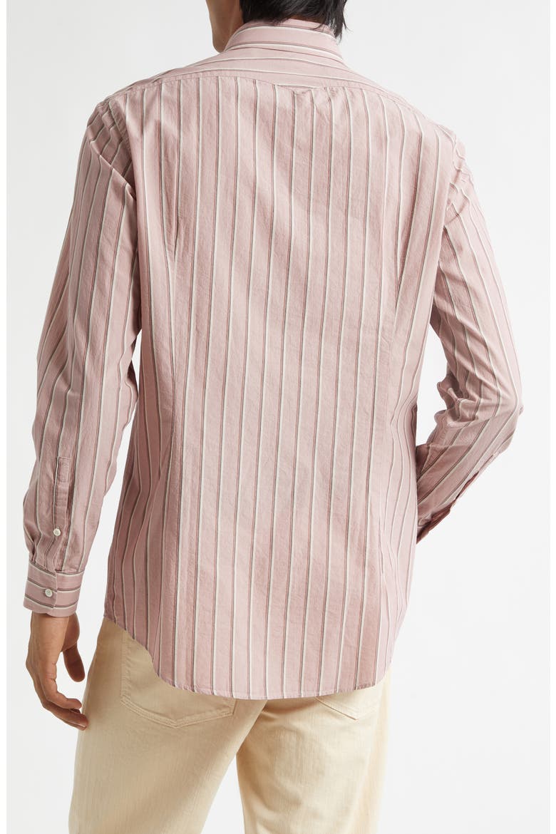 Genova Stripe Cotton Button-Up Shirt, Alternate, color, OLD ROSE