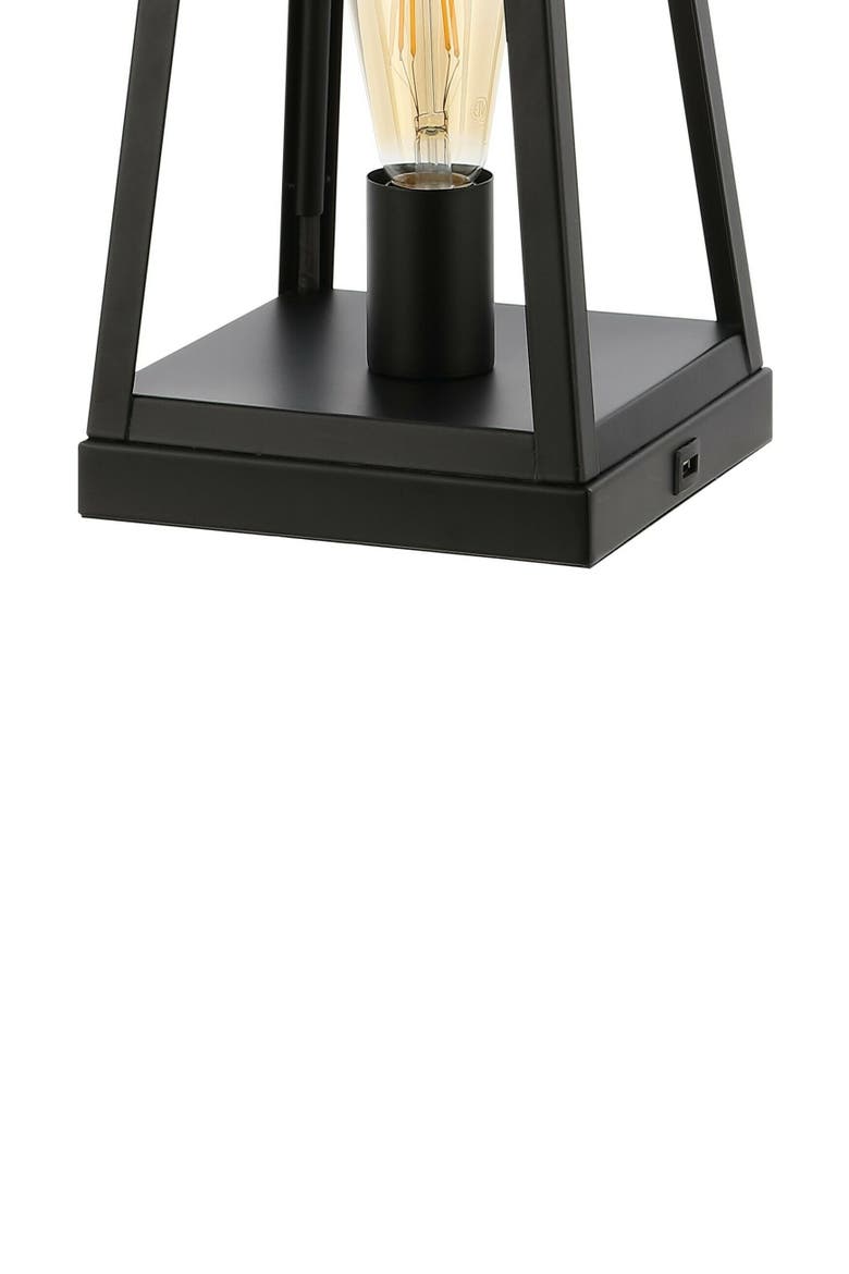 Waylon 28.5" Classic Industrial Iron Nightlight LED Table Lamp with USB Charging Port, Black, Alternate, color, Black