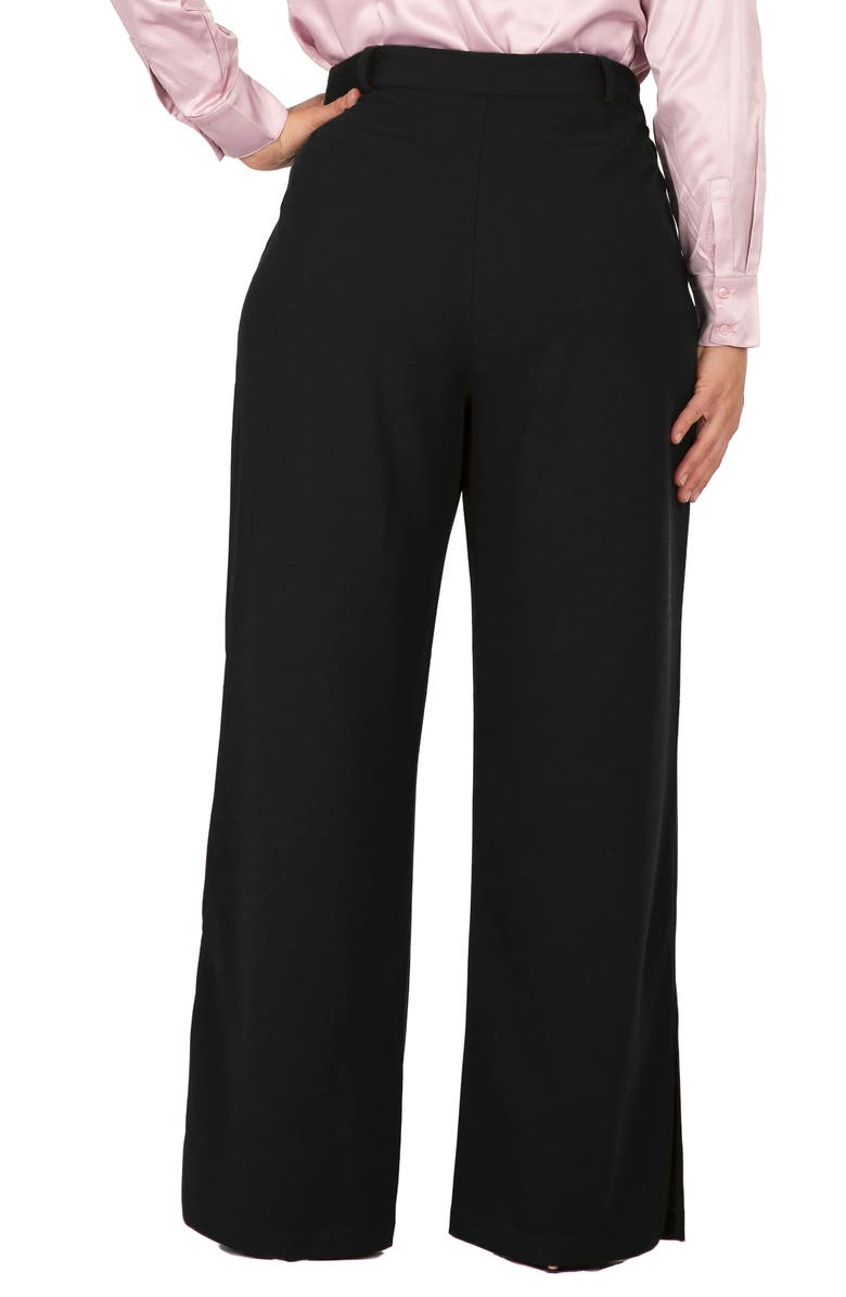 Standards & Practices High Waist Split Hem Wide Leg Stretch Cotton Trousers, Alternate, color,