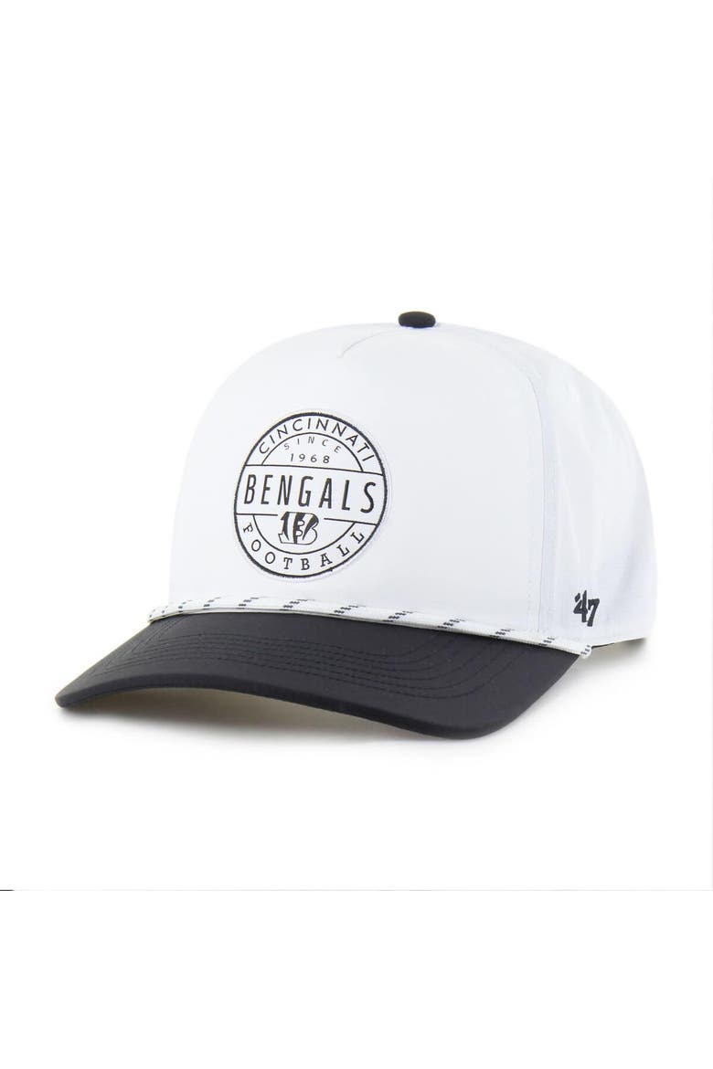 Men's '47 White/Black Cincinnati Bengals Suburbia Hitch Two-Tone Adjustable Hat, Main, color, White