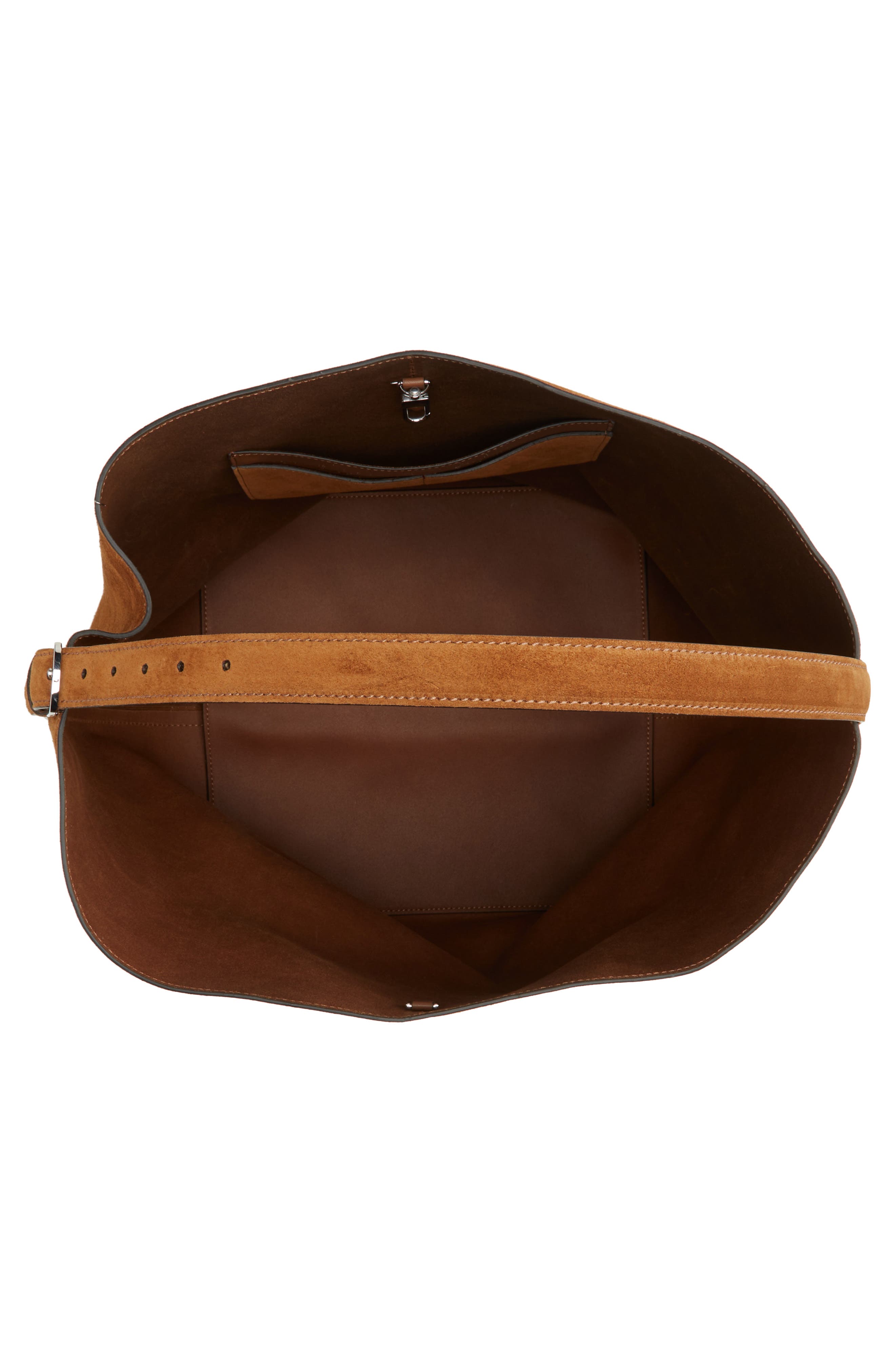 TOTEME Belt Strap Suede Tote, Alternate, color, Tan