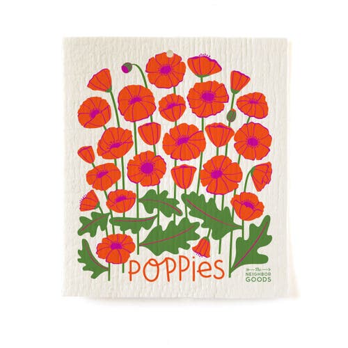 The Neighborgoods Poppy Dish Towel + Sponge Cloth Gift Set In Multi