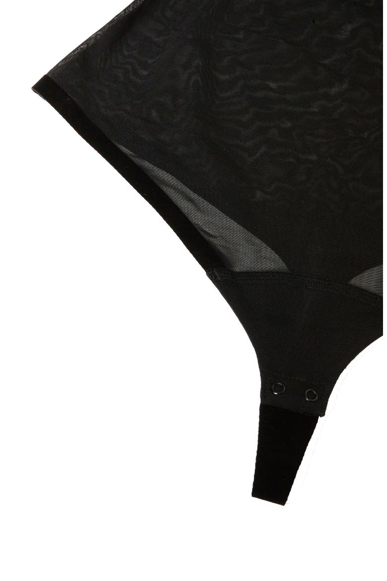 Tulle Forming Underbust Shaper Thong Bodysuit, Alternate, color, BLACK