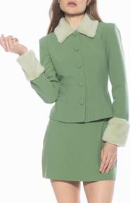 Alexia Admor Fran Faux Fur Trim Twill Jacket
