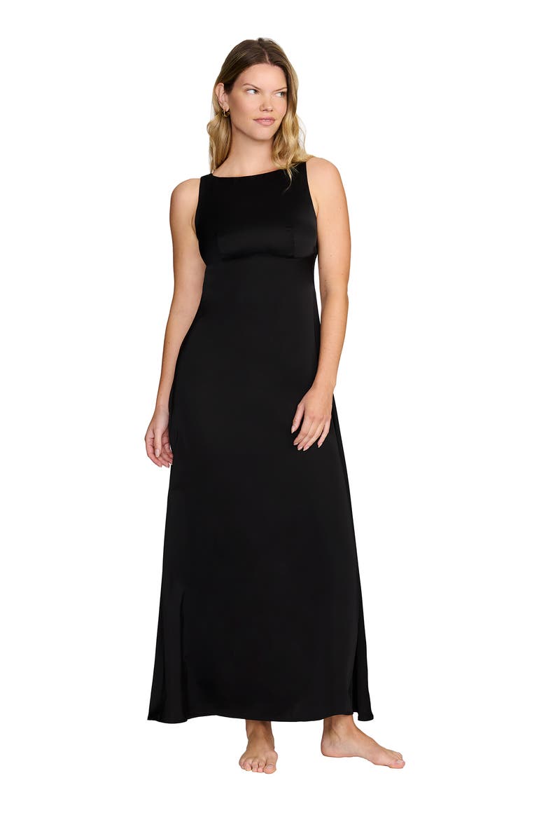 The Satin Dress, Main, color, BLACK