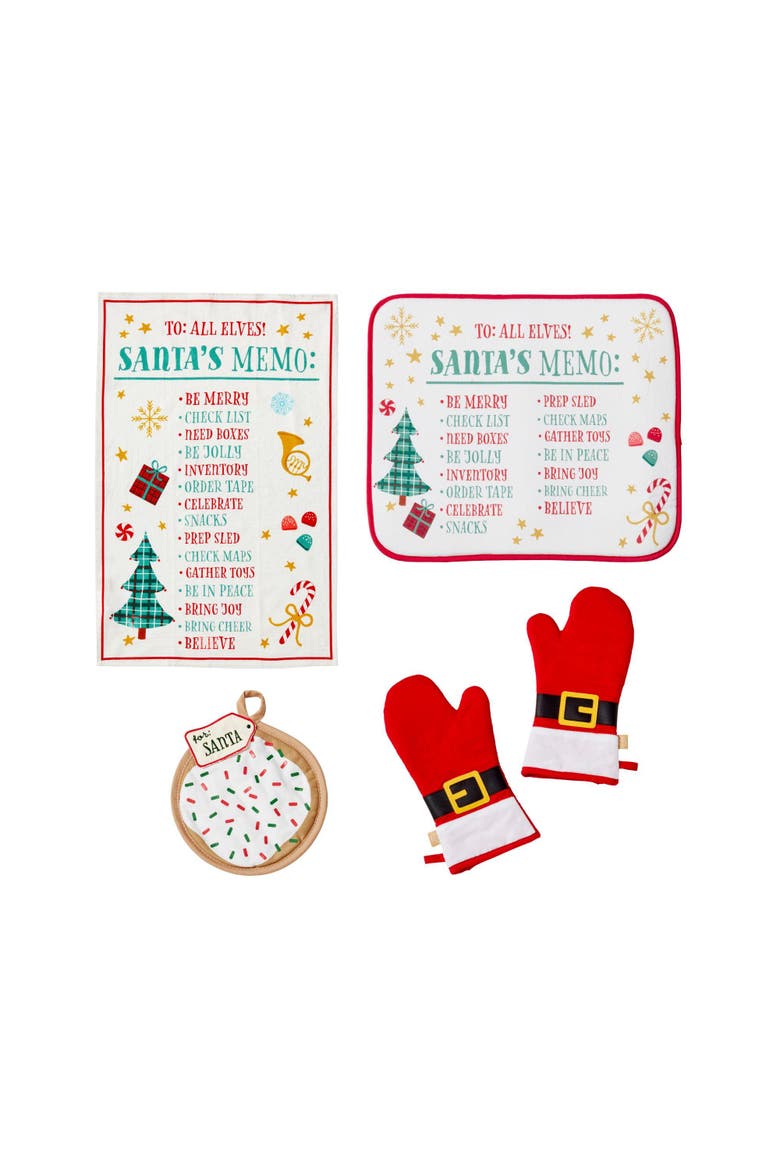 Santas Coming 5‑piece Kitchen Gift Set, Multicolor - 8"w X 12.5"l, Main, color, Multicolor