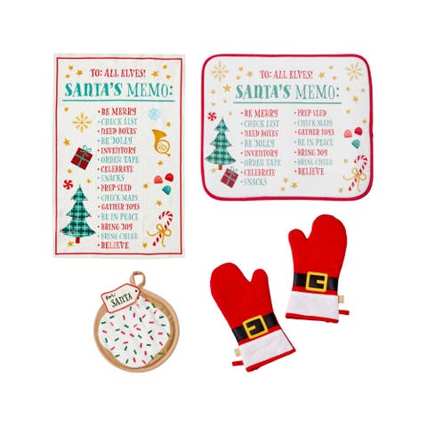 Santas Coming 5‑piece Kitchen Gift Set, Multicolor - 8"w X 12.5"l