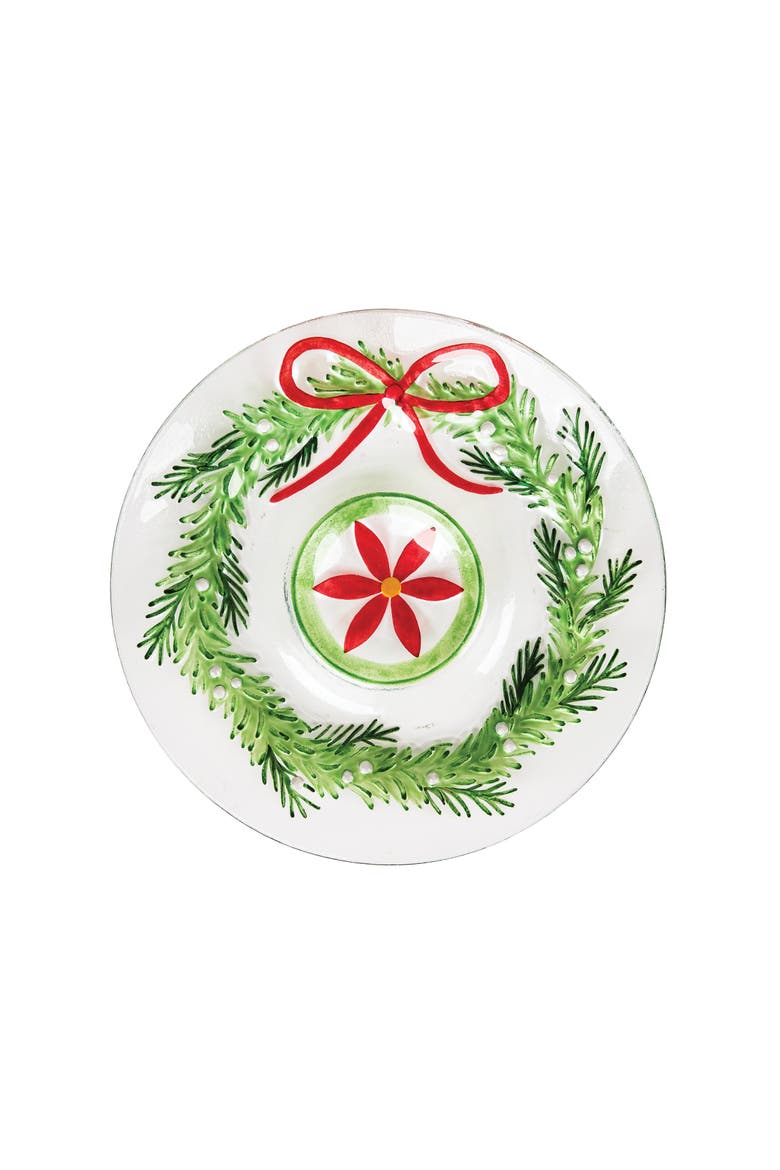 Christmas Tree Ornament Wreath Chip & Dip Bowl, Main, color, White